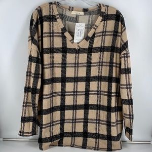 Entro Plaid Loose-fit Knit Lightweight Sweater